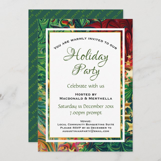 HOLIDAY Retro Red Green Celebration Party Invitation (Front/Back)
