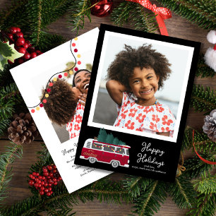 Holiday Retro Van Photo Holiday Card