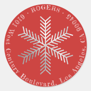 Holiday Return Address Copper RSVP Christmas Tree Classic Round Sticker