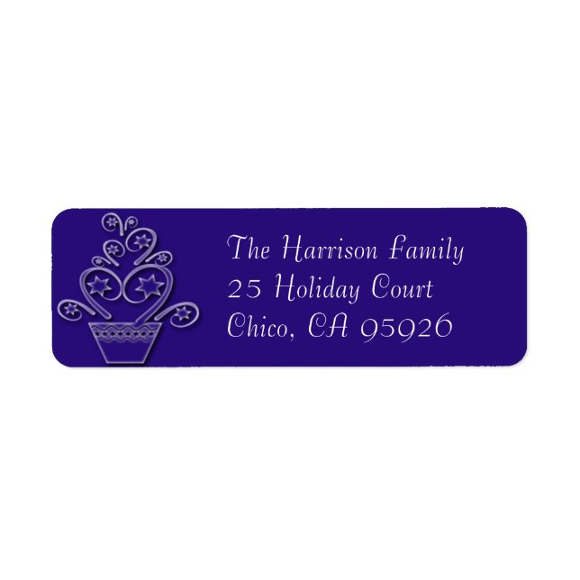 Holiday Return Address Label Blue (Front)