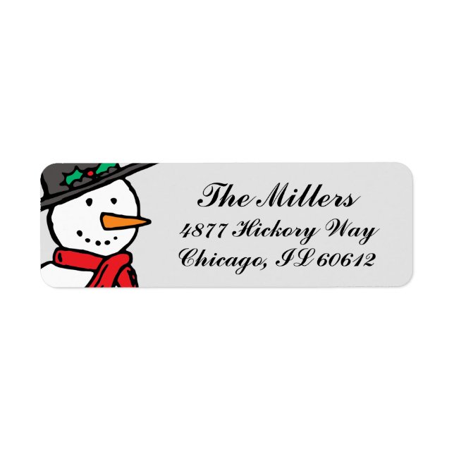 Holiday Return Address Labels: Snowman Grey Label (Front)