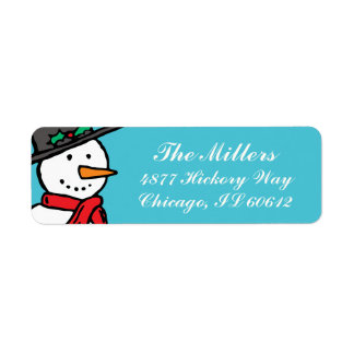Holiday Return Address Labels: Snowman Turquoise Label