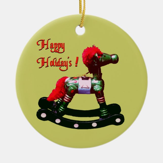 Holiday Rocking Horse Ornament (Front)