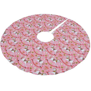 Holiday rocking horses Pink Tree Skirt