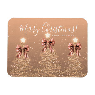 Holiday Rose Gold Christmas Trees Greeting  Magnet