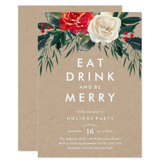 Holiday Rose Holiday Party Invitation