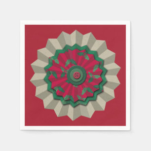 Holiday Rosette Holly  Napkin