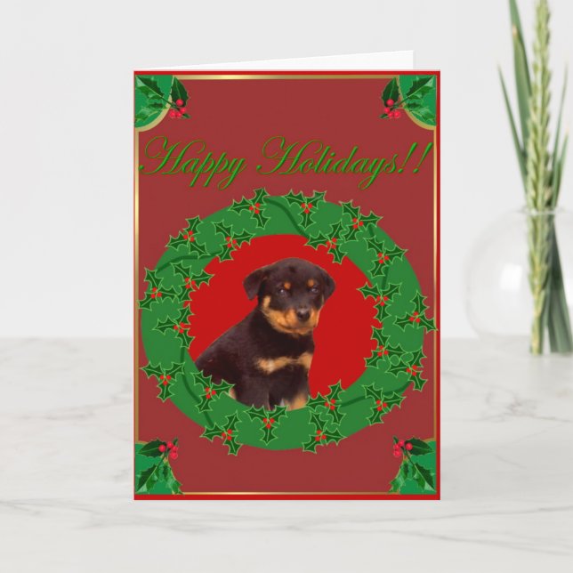 Holiday Rottweiler greeting card (Front)