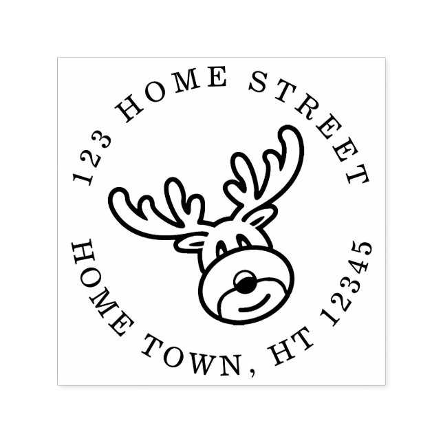 Holiday Rudolph Circular Return Address Self-inking Stamp (Design)