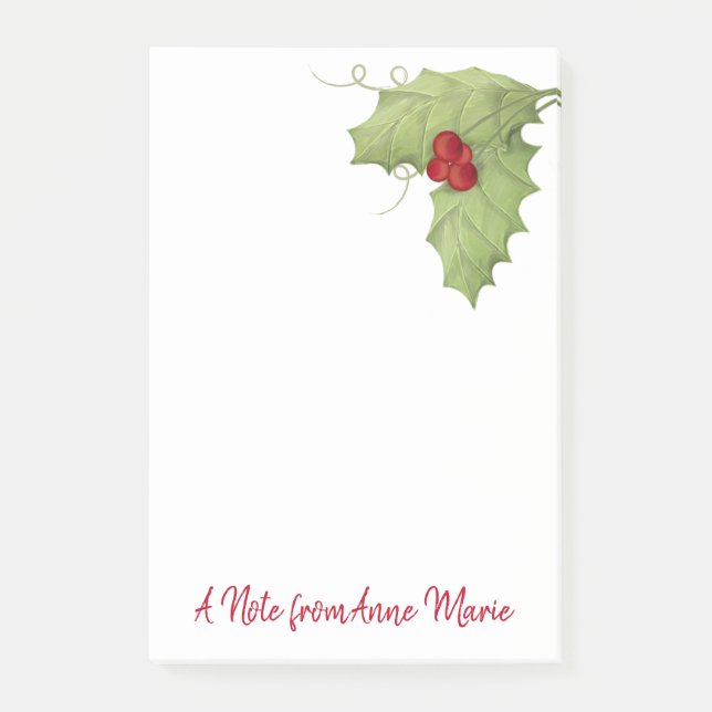 Holiday Rustic Christmas Greenery Cute Custom Post-it Notes (Front)