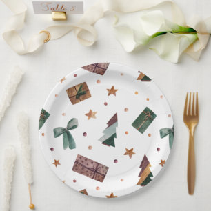 Holiday Rustic Christmas Tree Paper Plate