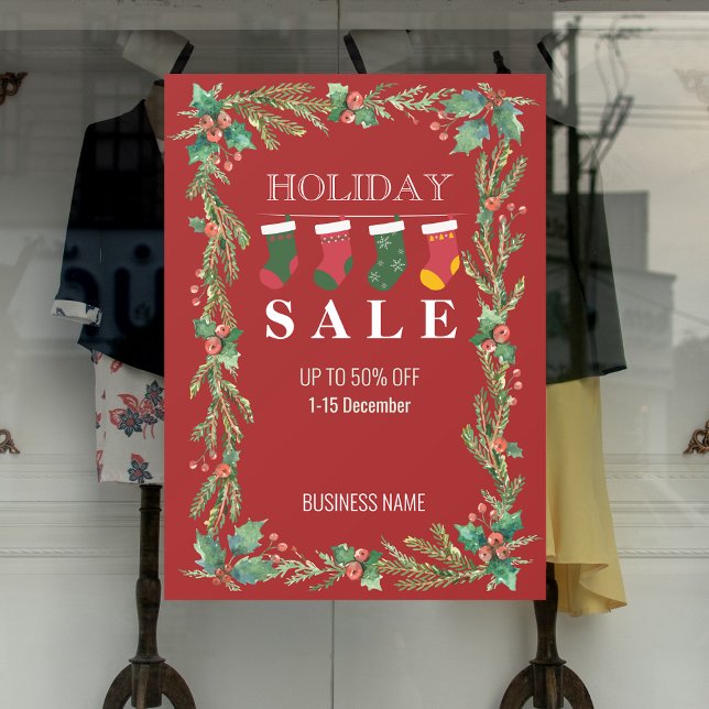 Holiday Sale Christmas Flower Shop Ads (Holiday Sale Christmas Flower Shop Ads Window Cling)