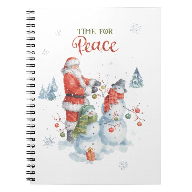 Holiday Santa Christmas Watercolor Notebook (Front)