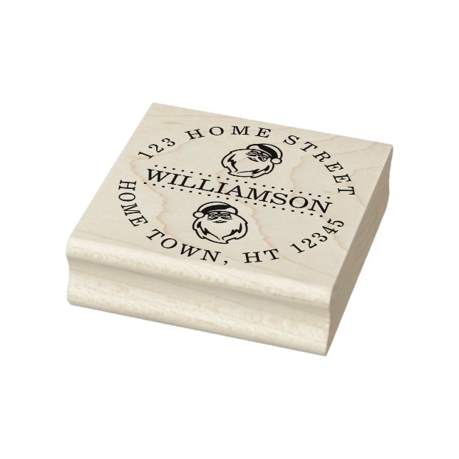Holiday Santa Circular Return Address Rubber Stamp (Stamp)