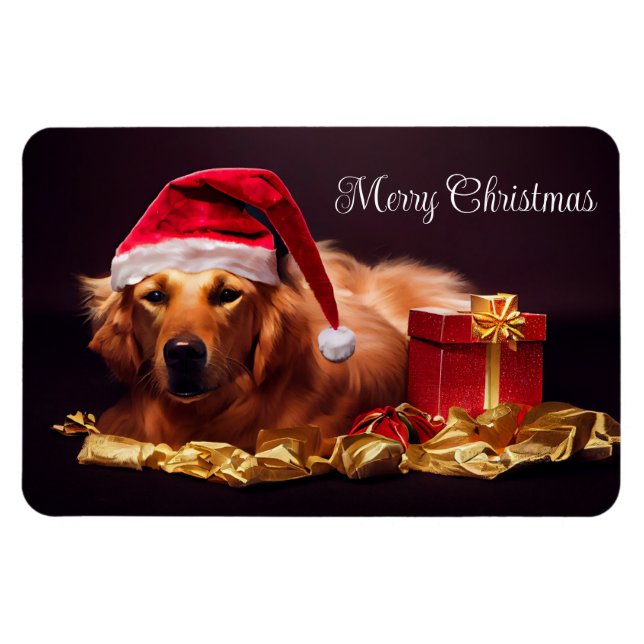 Holiday Santa Dog Magnet (Horizontal)