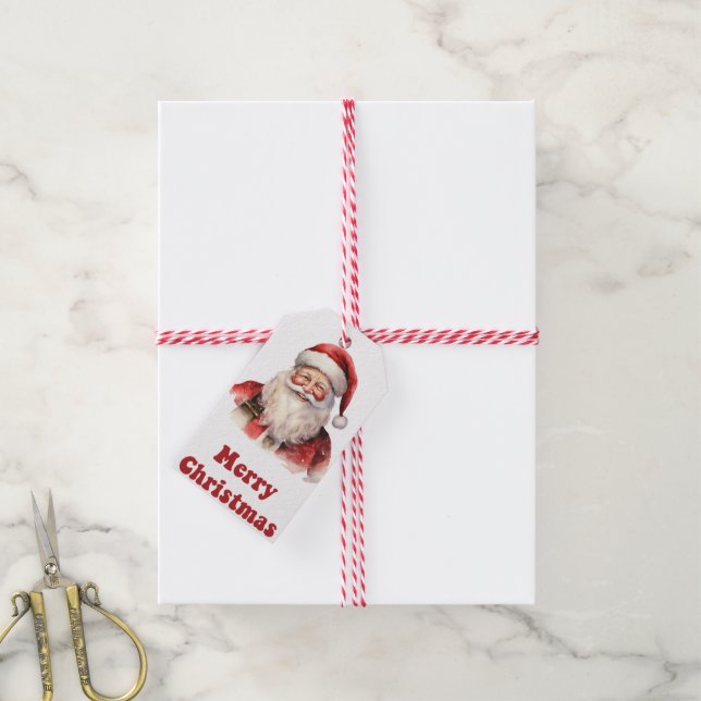 Holiday Santa gift tag for celebrations (With Twine)