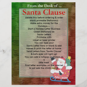 Holiday Santa Letterhead Letter Christmas Business