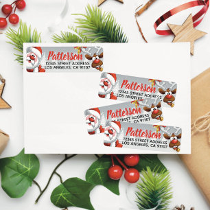 Holiday Santa & Reindeer Personalised Return Label Return Address Label