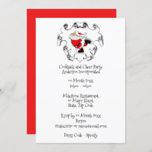 Holiday   Santa with hat ice skate scroll frame Invitation