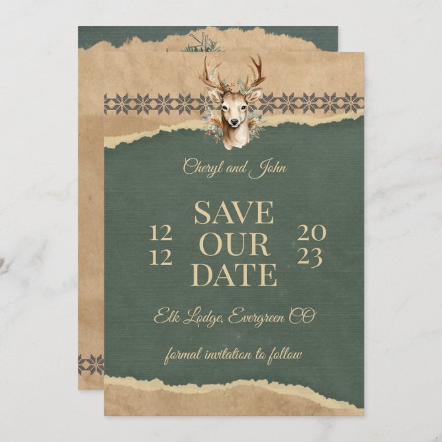 Holiday Save the Date Wedding at the Lodge Invitation (Front/Back)