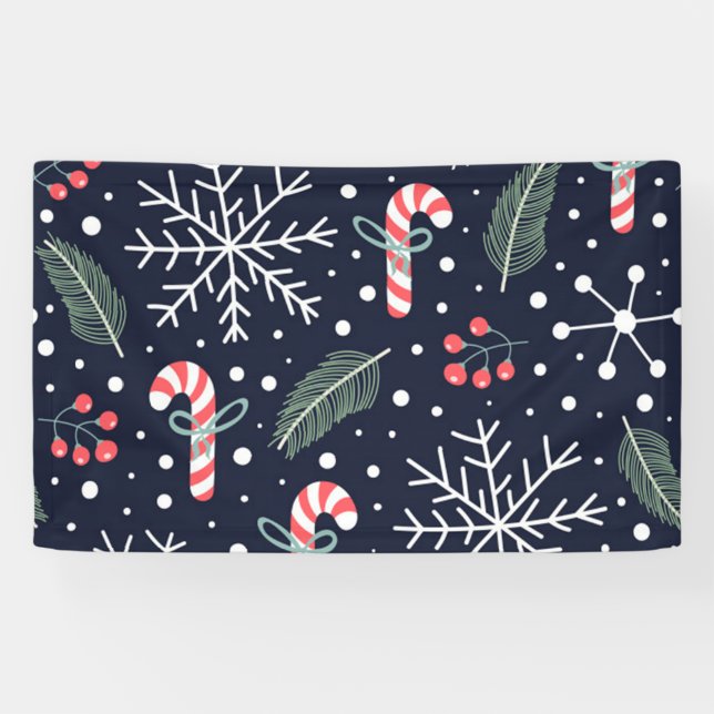 holiday seamless pattern with christmas candies banner (Horizontal)