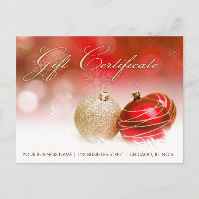 Holiday Season And Christmas Gift Certificate Postcard (Front)