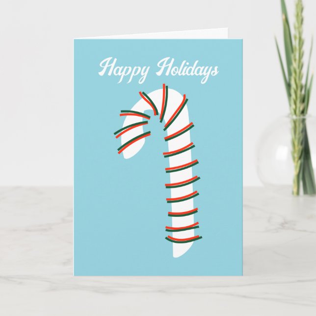 Holiday Season Artistic Candy Cane Greeting Card (Front)