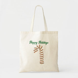 Holiday Season Artistic Candy Cane Greeting Tote Bag