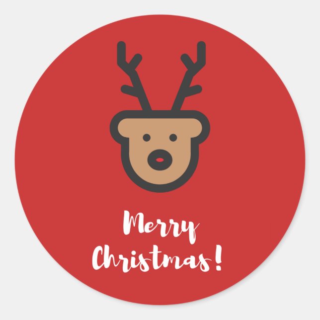 Holiday Season, Christmas, Cute Reindeer Classic Round Sticker (Front)