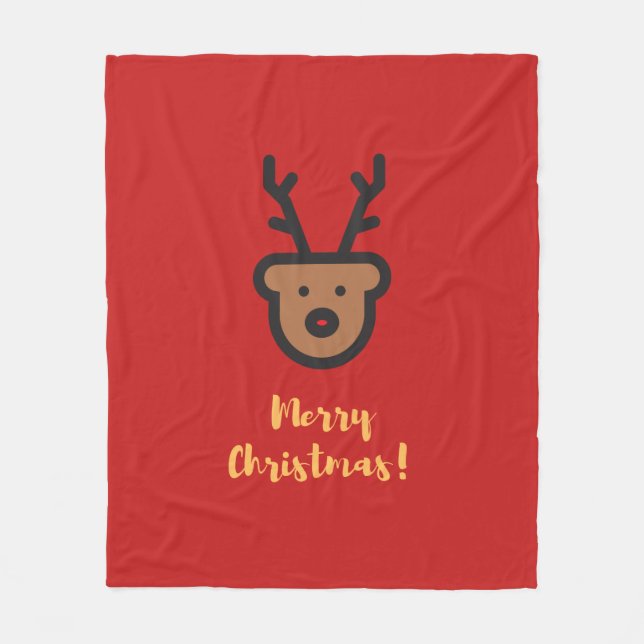  Holiday Season, Christmas, Cute Reindeer Fleece Blanket (Front)