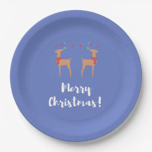 Holiday Season, Christmas, Cute Reindeer Paper Plate