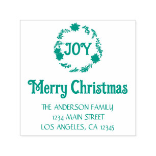 Holiday Season Joy Merry Christmas Return Address Self-inking Stamp
