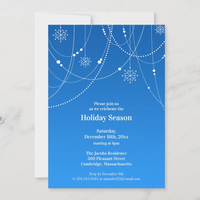 Holiday Season Party Blue Invitation (Front)
