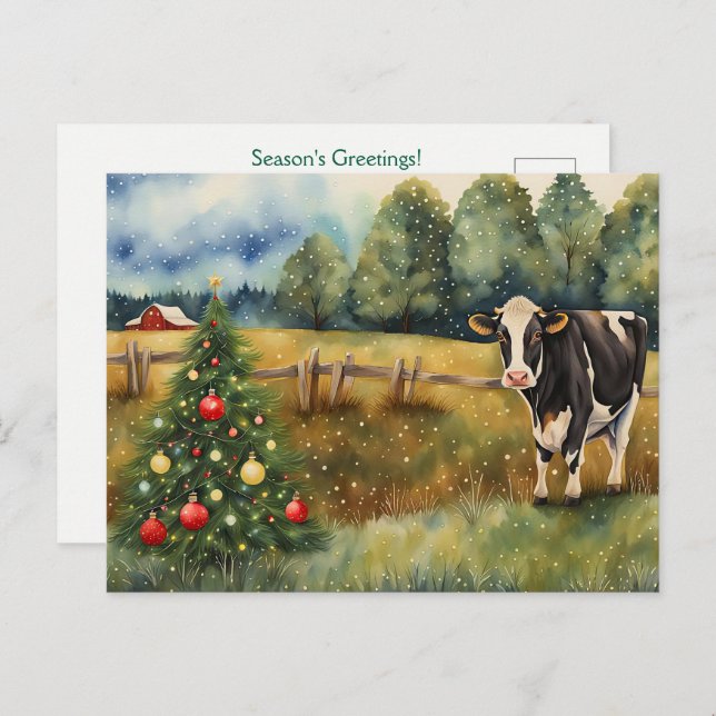 Holiday Seasons Greetings Country Barn  Postcard (Front/Back)