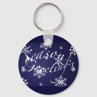 Holiday Season's Greetings Matching Blue Items Key Ring