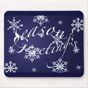 Holiday Season's Greetings Matching Blue Items Mouse Pad
