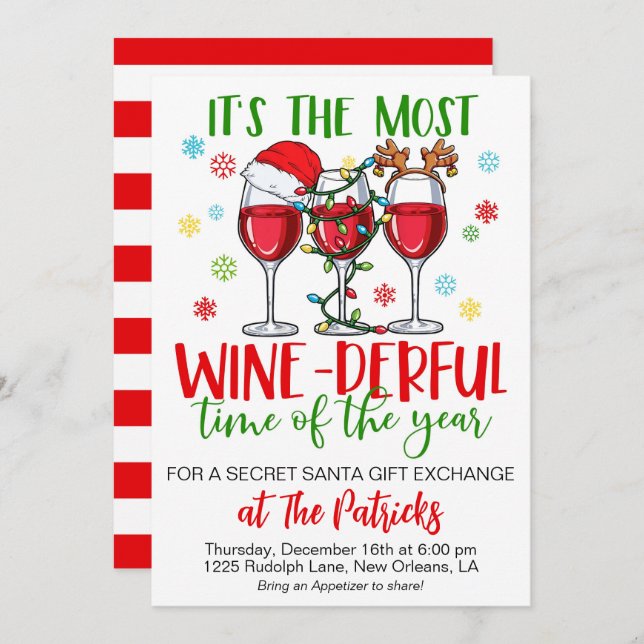Holiday Secret Santa Party Invitation (Front/Back)