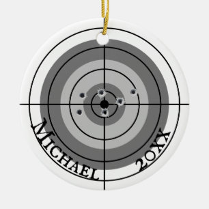 Holiday Shooting Target Gun Shooter Personalised  Ceramic Ornament
