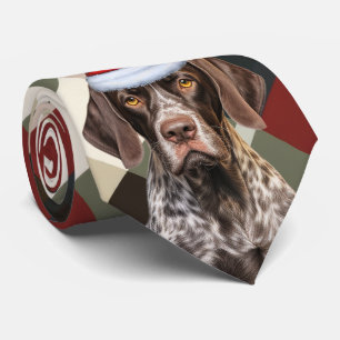 Holiday Shorthair Pointer Dog Plaid Christmas Tie