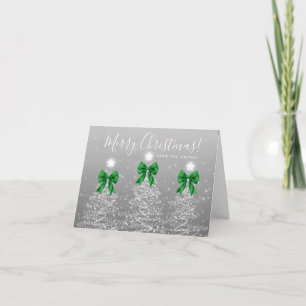 Holiday Silver Christmas Trees Greeting Green 
