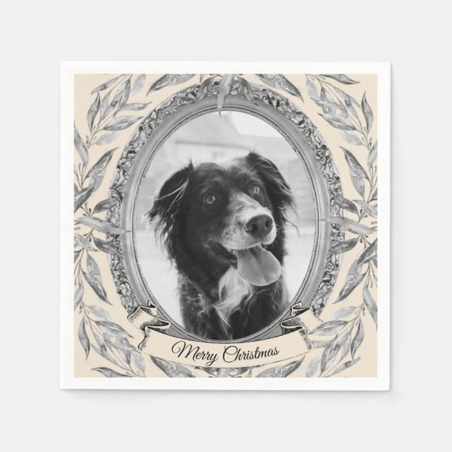 Holiday Silver Frame Photo Napkin (Front)