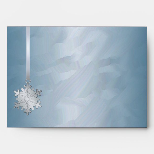 Holiday Silver Snowflake Teal Foil 5x7 Envelope (Front)