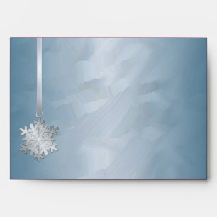 Holiday Silver Snowflake Teal Foil 5x7 Envelope