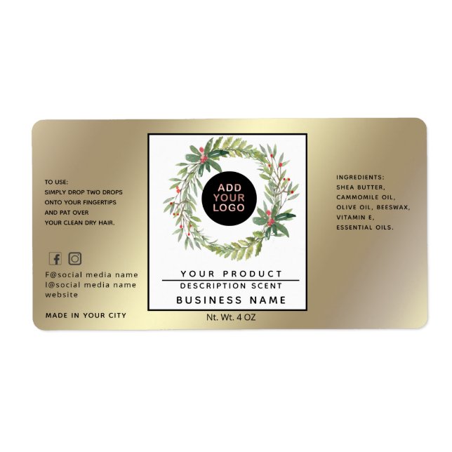 Holiday simple logo  gold product label (Front)