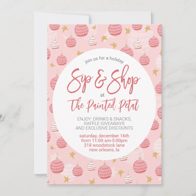 Holiday Sip and Shop Invitation (Front)
