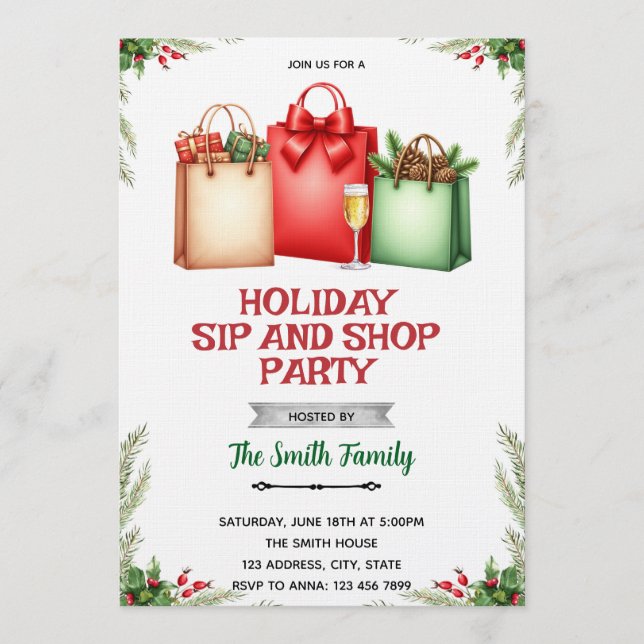 Holiday Sip and Shop Invitation (Front)