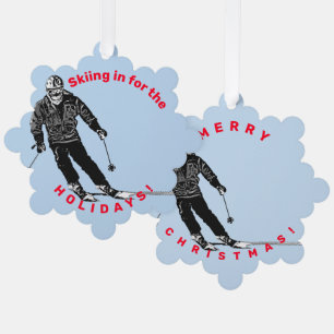 Holiday Skier - Downhill Skiing Tree Decoration Card