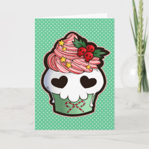 Holiday Skull Cupcake Card