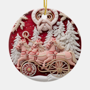 Holiday Sleigh Ride Ceramic Ornament