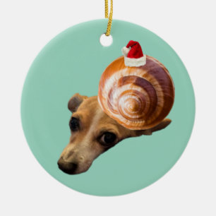 Holiday snail ceramic ornament